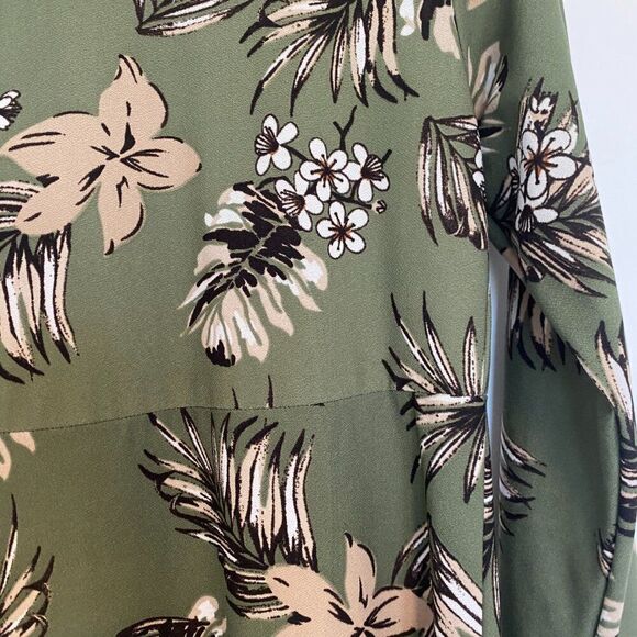 Modest Long Sleeve Maxi Dress With Floral Leaf Print Women's Size 14 - Picture 2 of 3